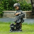 thumbnail image 6 of LuxenHome Bronze MgO Girl Holding Basket of Kittens with Puppy Garden Statue, 6 of 9