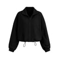 thumbnail image 3 of cocolona Fall Jackets for Women Casual Loose Long Sleeve Lapel Outerwear Hem Drawstring Solid Color Textured Trendy Outfits, 3 of 7