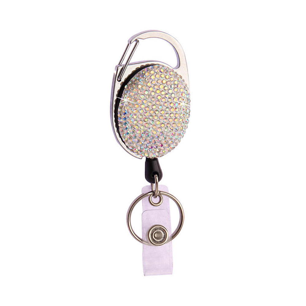 Dadiy Crystal Retractable Keychain Shinny Rhinestones Badge Reel ID
