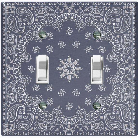 Metal Light Switch Plate Cover Gray Floral Bandana Paisley Tile Pattern TIL059