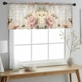 thumbnail image 2 of Farmhouse Pink Floral Valance Curtains for Kitchen/Living Room/Bathroom/Bedroom Window, Rod Pocket Small Topper Half Short Window Curtains Voile Sheer Scarf, Spring Vintage Botanical Flowers 42"x18", 2 of 8