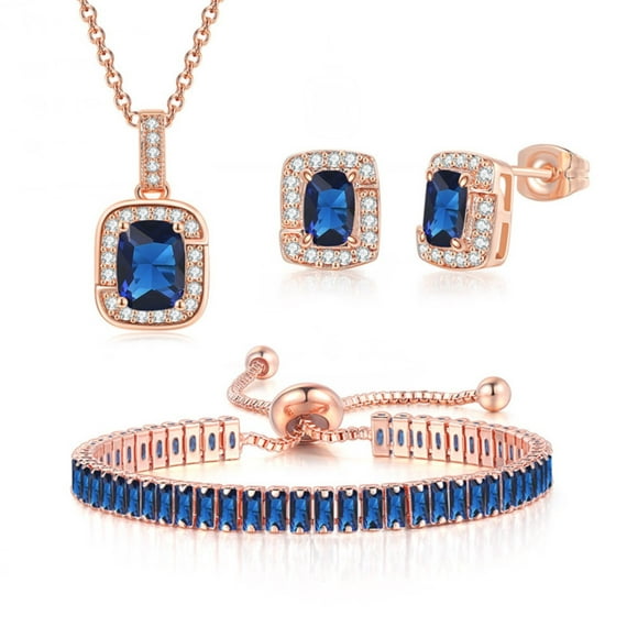 HOARBOEG Earring Sets for Women Multicolore Boucle d'Oreille Collier Bracelet 2 * 6mm Couleur Zircon Unique Diamant Complet