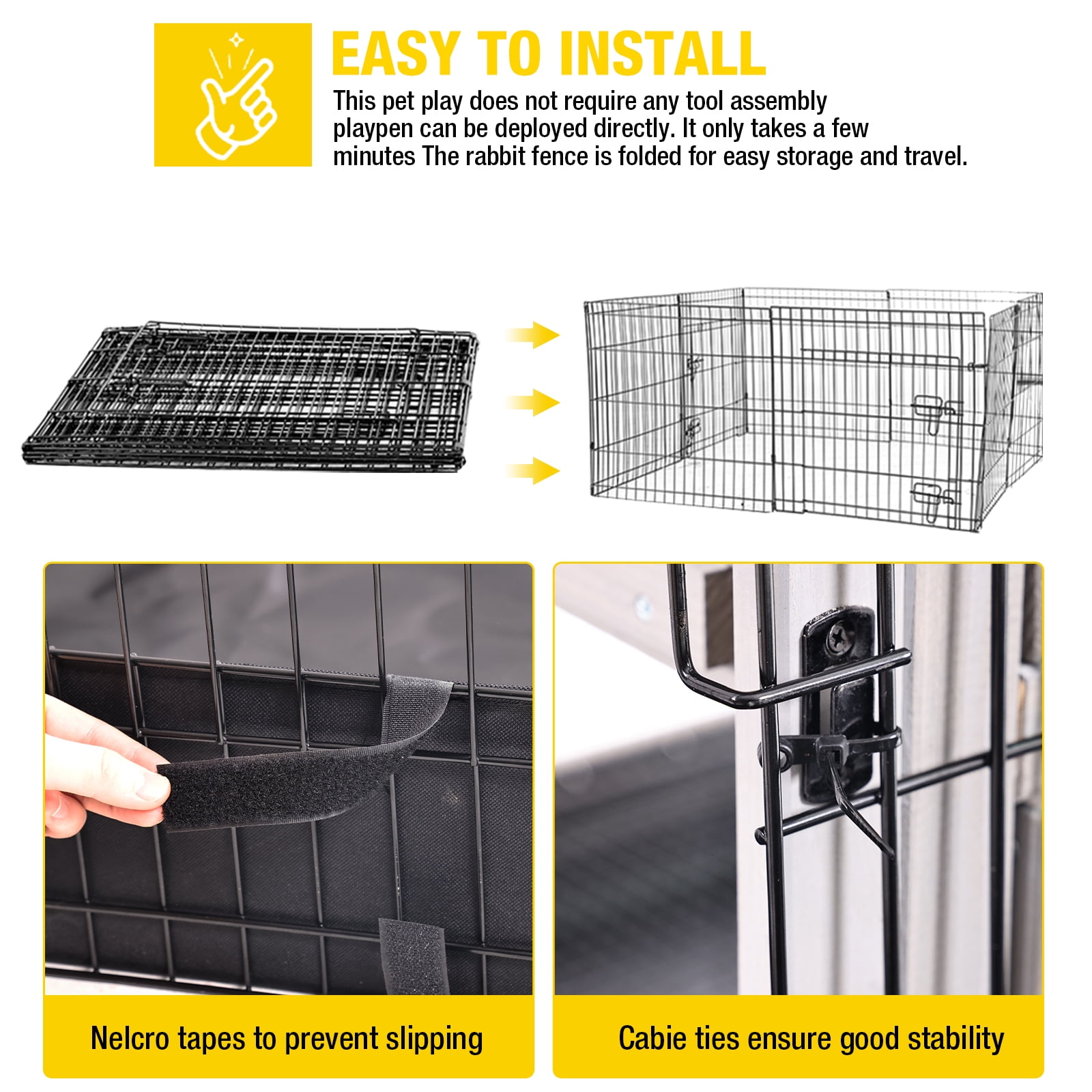 Aivituvin Pet Playpen Rabbit Hutch Bunny Cage Extension, Indoor Small Animal Playpen Enclosure, Waterproof