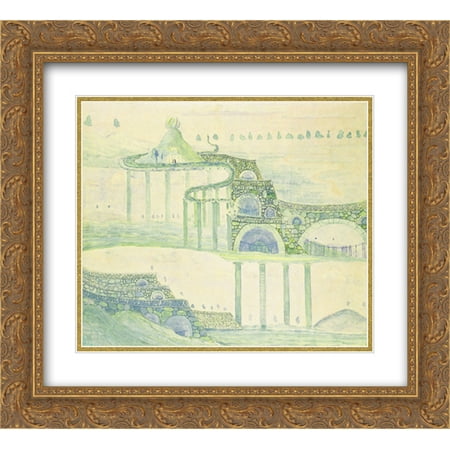 - Mikalojus Ciurlionis 2x Matted 22x20 Gold Ornate Framed Art Print 'Allegro (Sonata of the Serpent)'
