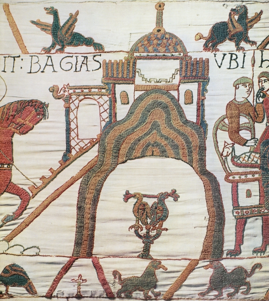 Bayeux Tapestry. Nthe Castle Of Bayeux. Detail From The Bayeux Tapestry