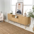 thumbnail image 5 of Damien 70 in. Farmhouse Curved TV Stand with Drawer and Storage Doors Fits TVs up to 75 in. with Cable Management, Oak, 5 of 8
