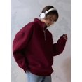 thumbnail image 6 of Womens Sweatshirts Half Zip Cropped Pullover Quarter Zipper Hoodies 2025 Fall Fashion Outfits Wine Red (Thick) L, 6 of 9