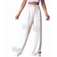thumbnail image 3 of Women'S Dressy Trousers Solid Color Straight Leg Suit Pants White Color L, 3 of 9