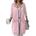 thumbnail image 2 of Karoyedx Winter Zipper Hoodies for Women Women's Long Zip Up Hoodies - Long Sleeve Tunic Sweatshirts, Oversized Casual Fleece 2025 Fall Jacket Coat with Pocket Pink Size,XL, 2 of 4