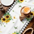 thumbnail image 3 of Sunflower Gnomes Table Runner - 60 Inch Long Spring Farmhouse Country Daisy Leaf Plaid Cotton and Linen Blended Dress Scarves Farmhouse Table Runner for Kitchen Dining, Coffee Table, 13" x 60", 3 of 8