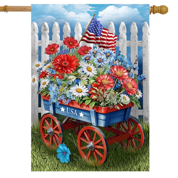 Briarwood Lane Summer House Flag 40x28 For Outdoor Patriotic Wagon For Summer House Flag