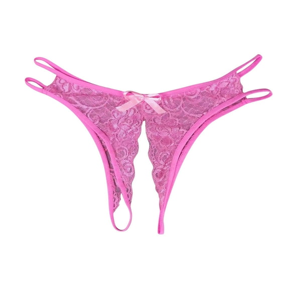 Elainilye Fashion Womens Crotchless Panties Set Sexy Transparent Underwear Sling Solid Color Thong Underwear,Pink