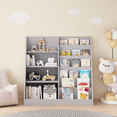 thumbnail image 3 of Jopath Multifunctional Kids Bookshelf Toy Storage Organizer,4 Tier Wooden Book Shelf with Display Stand for Playroom,Living Room,Gray02, 3 of 7