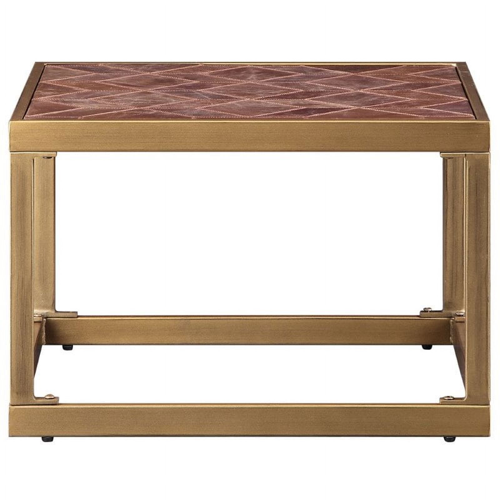 ACME Genevieve Rectangular Metal Frame End Table in Retro Brown and Brass - image 3 of 5