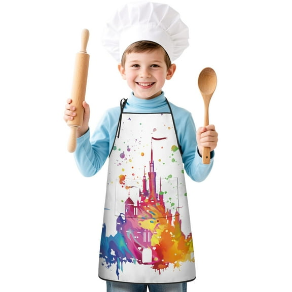 Boys Girls Kids Apron with Pocket,Adjustable Child Neck Strap and Bib Funny Aprons Kitchen Toddler Aprons for Cooking Baking