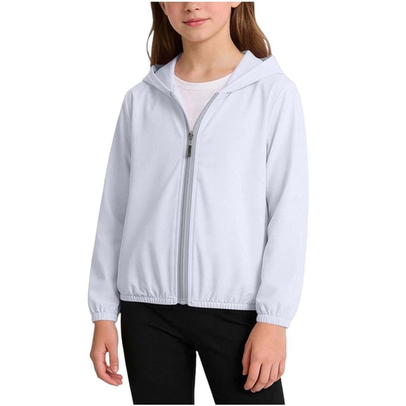 fatyb Sun Protection Jacket for Kids Lightweight Outdoor Boys Girls Long Sleeve Zip up Hooded Shirts