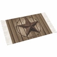 thumbnail image 2 of Western Star Retro Large Area Rug 4x6ft Woven Runner Rug,Brown Vintage Wood Grain Washable Living Room Bedroom Kitchen Bathroom Classroom Carpet with Tassels,Indoor Outdoor Throw Door Mat, 2 of 5