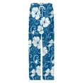 thumbnail image 4 of Black with White Hibiscus Hawaiian Flower Pattern Pajamas For Women Loose Retro Night Pajama Pants Comfortable Sleepwear Bottoms Homewear, 4 of 6