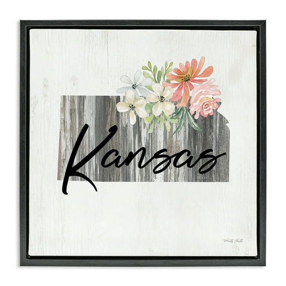 Stupell Industries Shabby Chic Kansas Botanical & Floral Painting Black Floater Framed Canvas Art Print Wall Art, 18 x 18