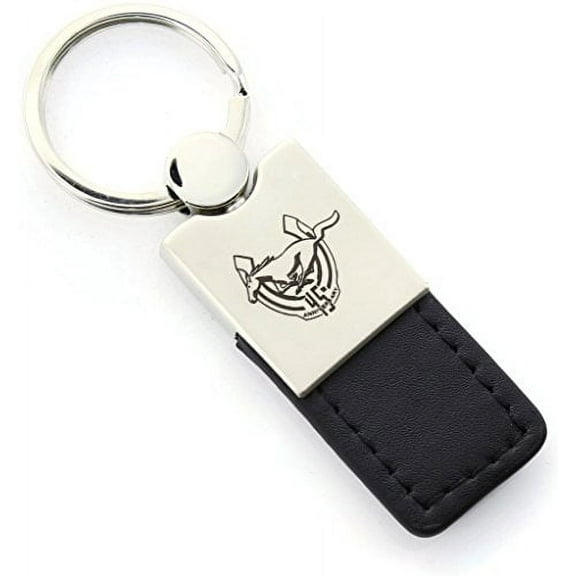 Ford Mustang 45th Anniversary Keychain & Keyring - Duo Premium Black Leather