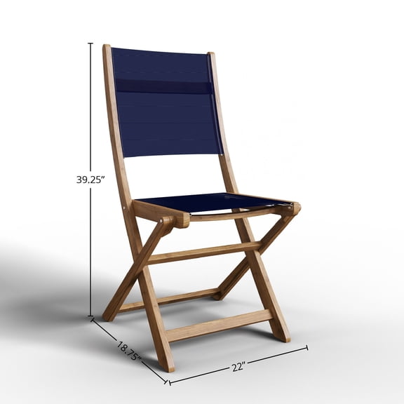 Lucas Teak Outdoor Folding Chair in Blue