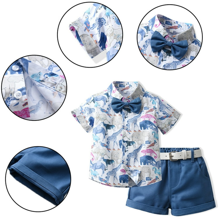 LYMAYTER Boys Baby Short Set 2PCS Infant Short Sleeve Bowtie Shirt