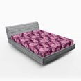thumbnail image 2 of Ambesonne Floral Design Fitted Sheet, Delicate Blooms Print, Queen Size, Dark Magenta Pastel Pink, 2 of 5
