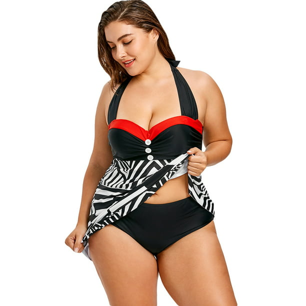 Nextmia - Womens Swimsuits Tankini Plus Size Geometric Empire Waist Bathing  Suit Tankini - Walmart.com - Walmart.com
