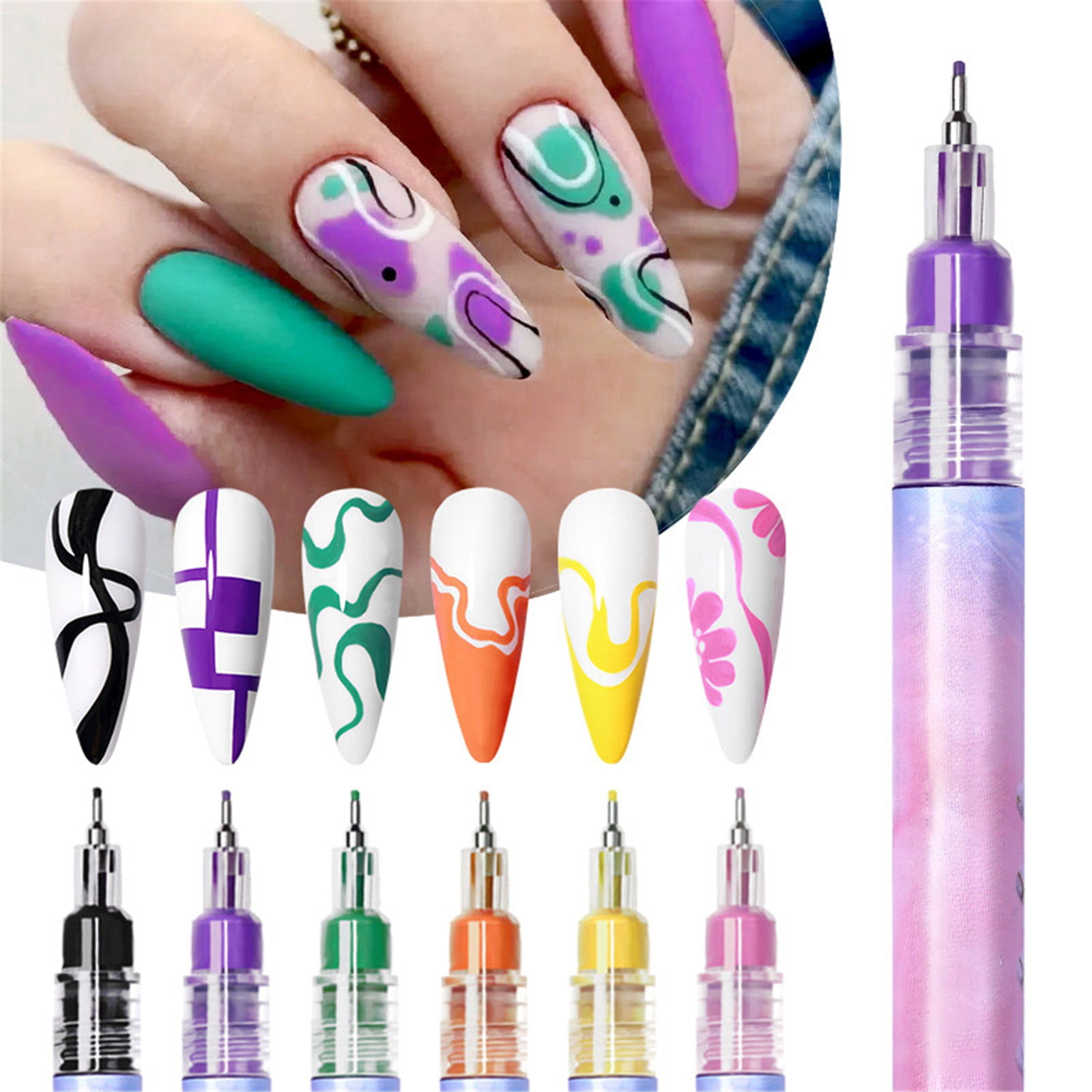 Nail Rings for Acrylic Nails Nail Pen Japanese Nail Gel Nail Pens for Kids Nail Design Polish Pen on Nail Holder Tape Dot Pen compatible with Machine Practice Hand Holder for Nails Nail