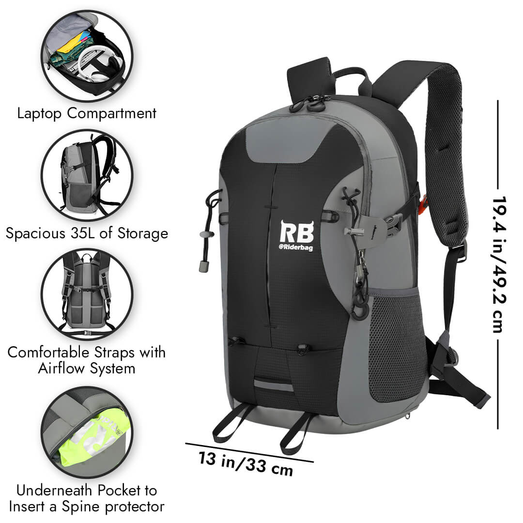 Riderbag Hi Vis Reflective Bike Motorcycle Backpack Black