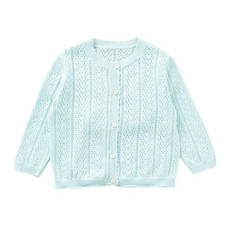 

Jackets For Girls Toddler Kids Summer Autumn Solid Button Down Crewneck Cardigan Clothes Girls Jacket Sky Blue 5 Years-6 Years