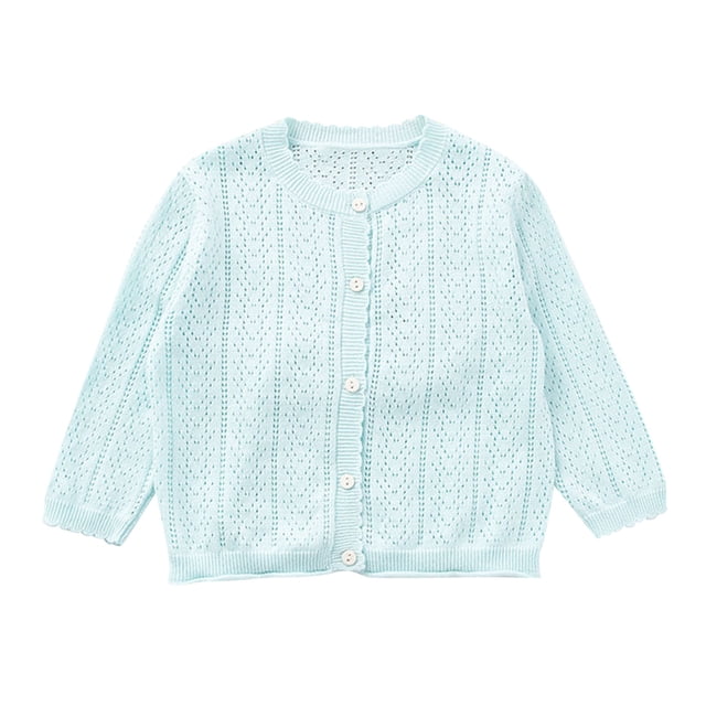 FAOWME Veste pour Filles Tout-Petits Été Automne Veste à Col pour Enfants Bleu Ciel 2-3 Ans