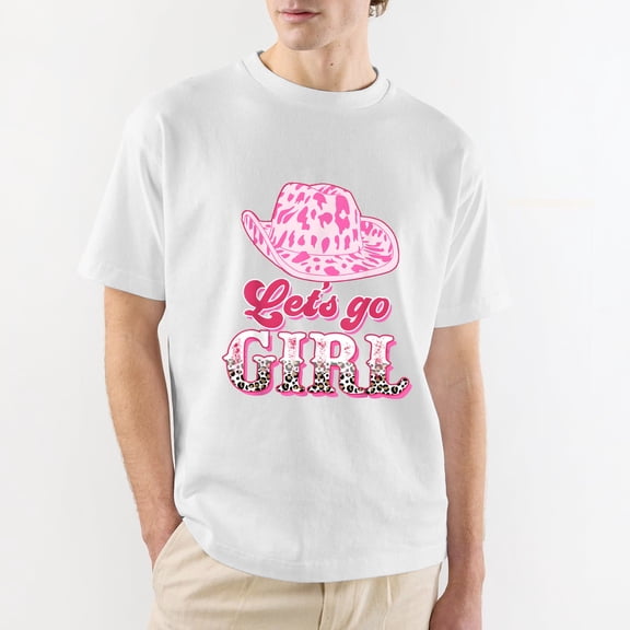 Cowboy Hat Let's Go Girls Western Cowgirls T-Shirt,OdeJous Funny Clothing White S