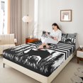 thumbnail image 4 of Manfei Teens Rustic Reindeer Queen Sheet Sets, Black White Stripes Flat Sheet, Farmhouse Animal Wildlife Queen Fitted Sheet, Breathable Home Decor, 4-Piece, 4 of 7
