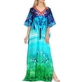 thumbnail image 5 of HAPPY BAY Women's Summer African Beach Maxi Plus Size Caftan Casual Slit Dress Loungewear Dashiki Dresses for Women 2X-3X Bright Turquoise, Grass, 5 of 5