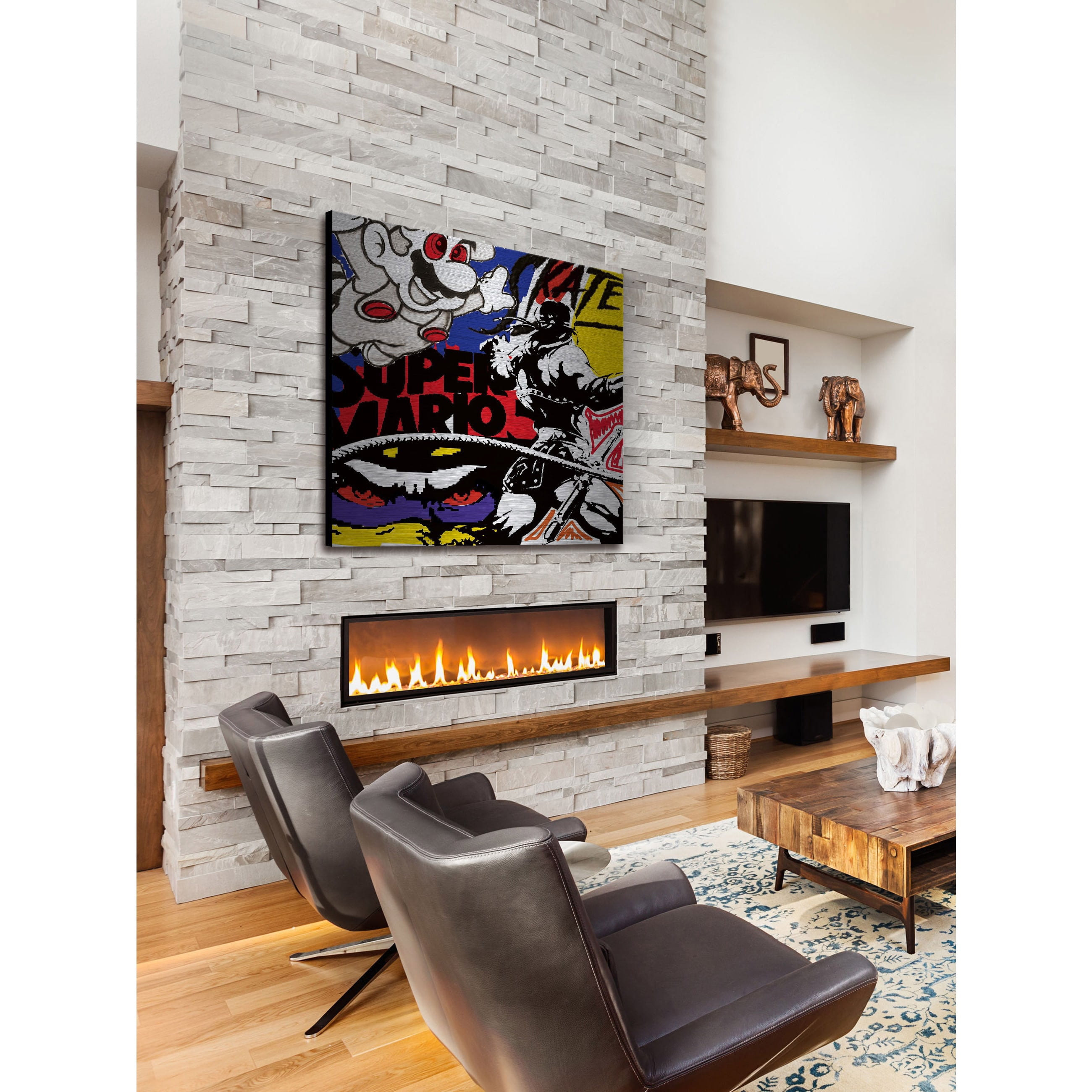 Marmont Hill "Super Games II" by Josh Ruggs Painting Print on Brushed Aluminum
