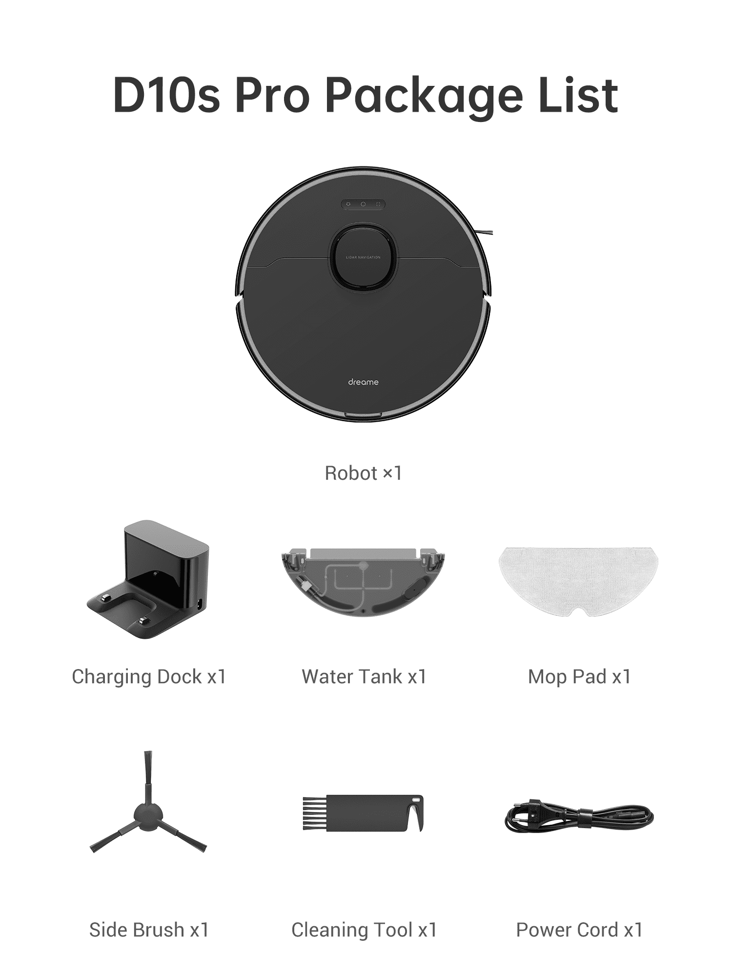 Dreame D10s Pro Robot Vacuum and Mop, Powerful 5000Pa Suction, AI-Powered Obstacle Recognition, 280mins Runtime, Robot Vacuum Cleaner Compatible with Alexa, Perfect for Pet Hair, Carpets