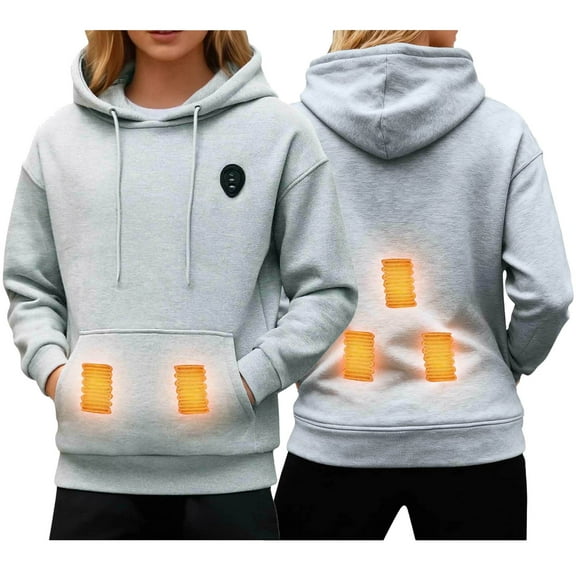 Unisex Heated Hoodie - Battery-Free Soft Breathable Pullover Sweatshirt, Plus Size Warm Hooded Outfit for Winter Sports/Daily Commute