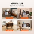 thumbnail image 2 of KFFKFF Vinyl Player Stand, Accommodates 220 Album Collection, Retro Record Storage Cabinet with Detachable Shelves, Adjustable Height Turntable Table for Lounge, Bedroom in a Brown Finish, 2 of 9