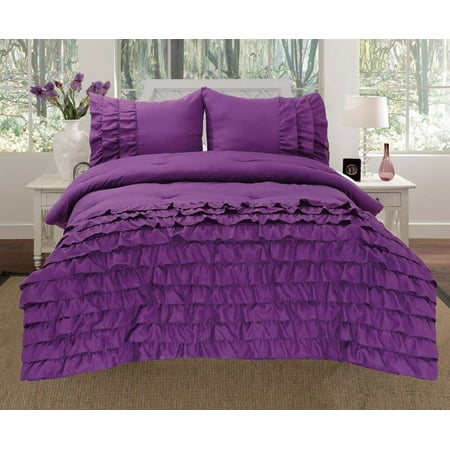 Empire Home 3 Piece Katy Pleated Ruffled Comforter Set Full Size