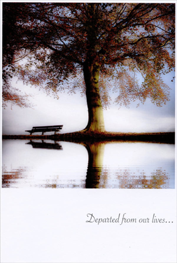 Greeting Card NEW Sympathy Lake Trees Moon Mist Birds Branches RELIGIOUS 