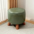 thumbnail image 6 of Leather Footrest, Thickened Foam Upholstered Seat, Wooden Legs, Under Desk Shoe Bench Small Bench for Living Room Dining Room,11''x10'', 6 of 7