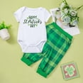 thumbnail image 2 of Gyexs Baby Boy Girl Clothes Set St.Patrick's Day Cotton Onesie & Plaid Pant Outfits,, 2 of 5