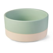 Angle View: Vibrant Life Two-Tone Ceramic Pet Bowl, Medium, Green
