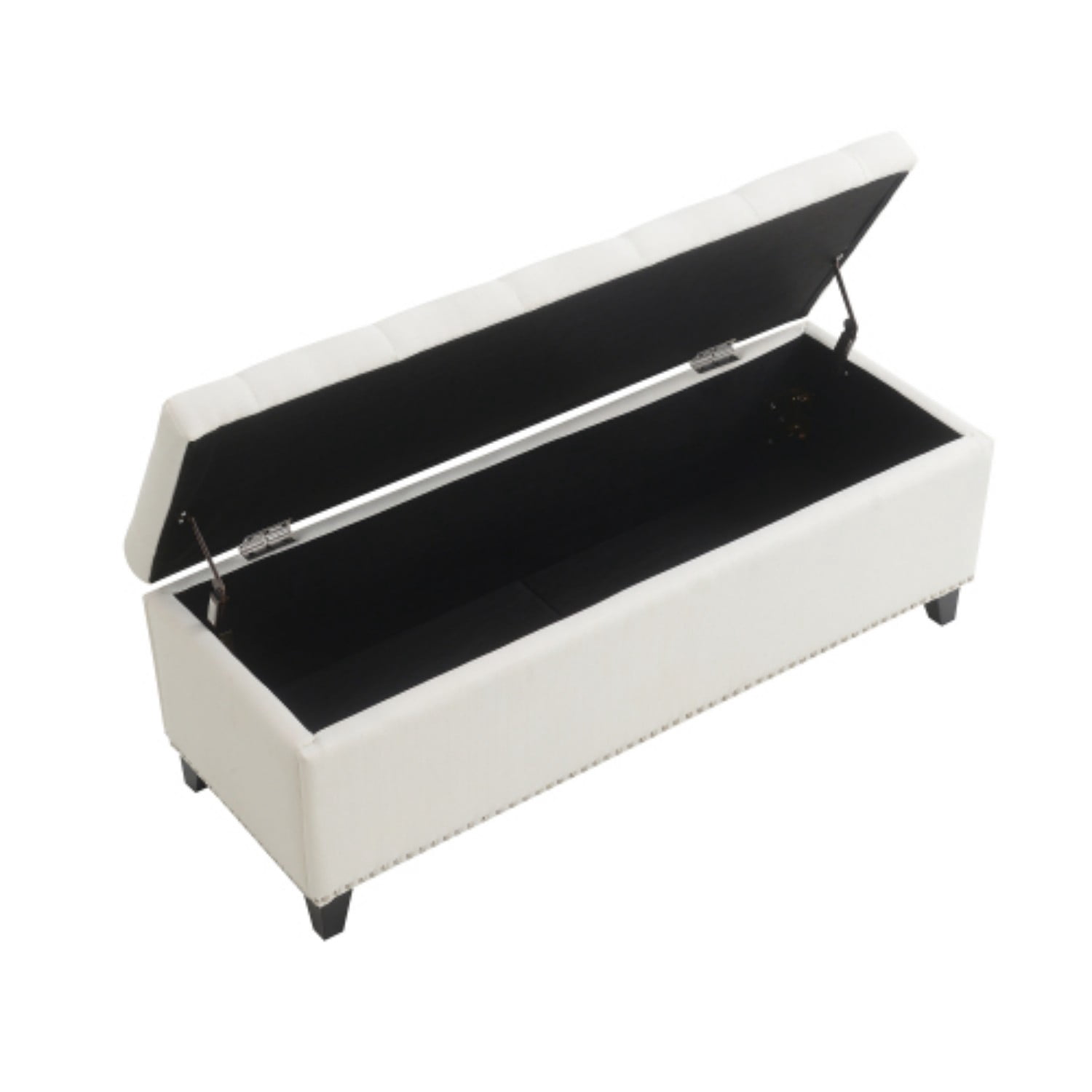 47.5" Storage Ottoman Bench with Safety Hinge, Linen Tufted Storage Bench for Bedroom, Entryway, Living Room, End of Bed Bench, Beige