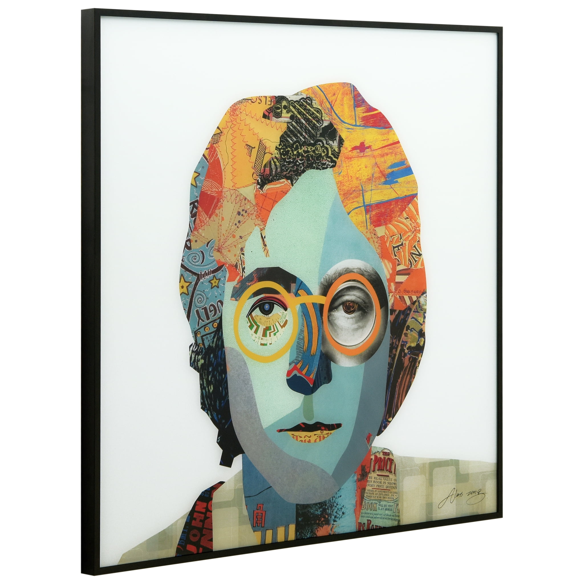 Empire Art Direct Audrey & Homage to John Printed on Glass Art with Anodized Aluminum Black Frame Wall Art, 24" x 24" each, Ready to Hang