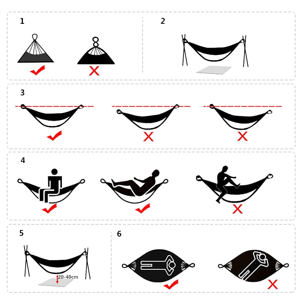 ODOMY Outdoor Cotton Hammock Multiples 270 x 150 cm， Load Capacity up to 200 kg Portable with Carrying Bag for Patio Yard Garden