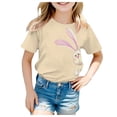 thumbnail image 2 of Girls and Toddler Bunny Graphic Tees Comfy & Loose Cotton T-Shirts Crewneck Short Sleeve Toddler Kids Tees Tops Cute Outfits, 2 of 3