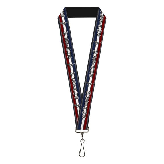 Ford Lanyard, Mustang Text Tri Bar Stripe, Elastic
