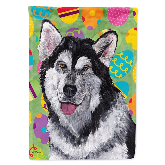 Alaskan Malamute Easter Eggtravaganza Garden Flag